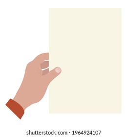 simple vector illustration one hand holding paper