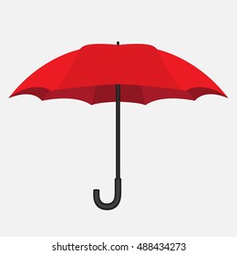 Simple vector illustration of an open red umbrella.
 Umbrella Icon Vector. 