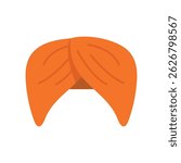Simple vector illustration of an orange turban, a traditional headwear signifying indian culture and heritage