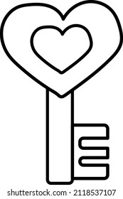 simple vector illustration of the outline of the key of the heart