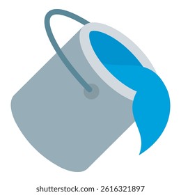 A simple, vector illustration of a paint bucket in an outline style. Ideal for use in web design, app icons
