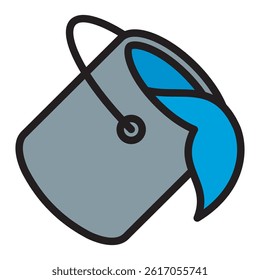 A simple, vector illustration of a paint bucket in an outline style. Ideal for use in web design, app icons.