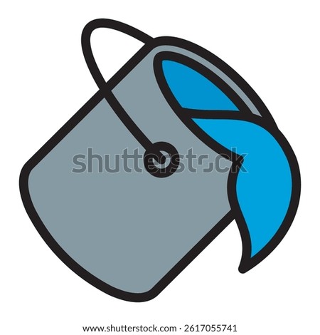 A simple, vector illustration of a paint bucket in an outline style. Ideal for use in web design, app icons.