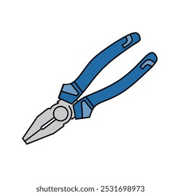 Ilustración vectorial sencilla de un par de alicates de mango azul. Ideal para diseños de herramientas, proyectos de bricolaje, construcción, reparación, mantenimiento o imágenes relacionadas con el hardware