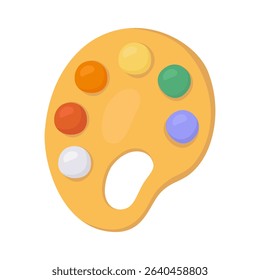 Simple vector illustration. Palette with spots of multi-colored paint.