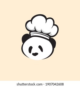 simple vector illustration of panda chef logo