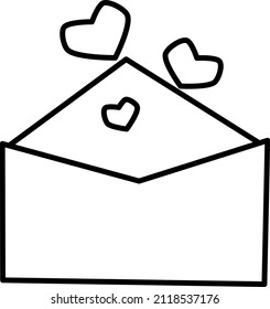 simple vector illustration paper open envelope with hearts