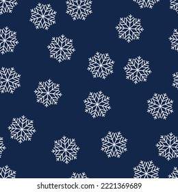 simple vector illustration pattern with snowflakes on dark