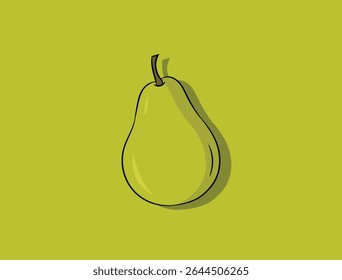 A simple vector illustration of a pear against a solid green backdrop highlighting its shape.