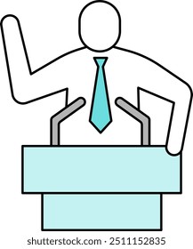 Ilustración vectorial simple de una persona dando un discurso
