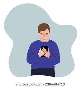 simple vector illustration person with phone