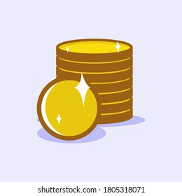 Simple vector illustration of a pile of coins. Shiny and glowing. Small change.