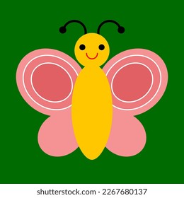 simple vector illustration pink  butterfly