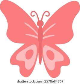 Simple vector illustration of a pink butterfly spreading its wings, showcasing its beauty, elegance, and delicate details, perfect for nature themed designs