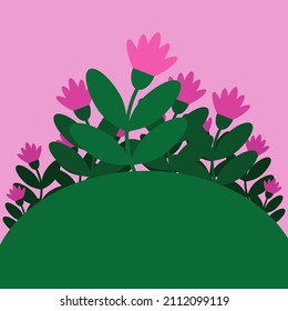 simple vector illustration pink and green flowers