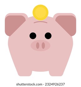 simple vector illustration pink piggy bank
