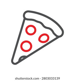 A simple vector illustration of a pizza slice with pepperoni toppings, featuring a thick crust and a clean, minimalist design style suitable for foodrelated icons or menus