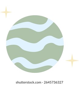ilustração vetorial simples de um planeta no espaço com um fundo transparente, ideal para materiais educacionais ou projetos gráficos.