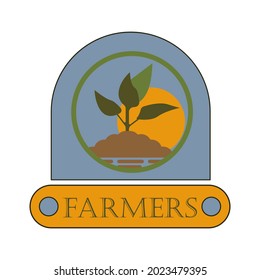 simple vector illustration, plants growing on the ground and sunset. great for icons and logos, agriculture, care for nature, outdoors, plant care, food.
