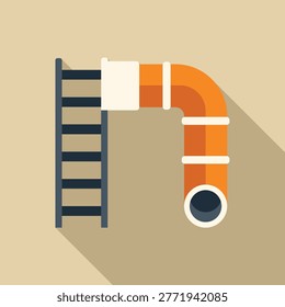 Simple vector illustration of a playground slide with a long shadow