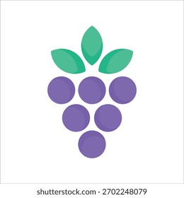 a simple vector illustration of purple grapes with green leaves, perfect for food and healthy living designs. fresh and organic looking.