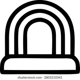 Simple vector illustration of rainbow arches representing weather phenomena or vibrant design element. Clean bold line art suitable for nature themes or cheerful illustrations.