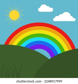simple vector illustration rainbow in nature