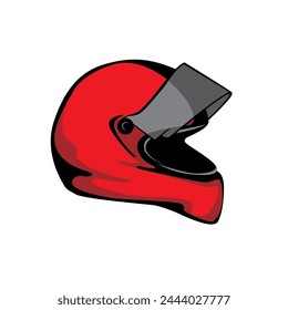 simple vector illustration of a red car racer helmet on a white background