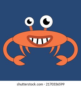 simple vector illustration red cartoon crab