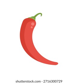 Simples ilustração vetorial de um pimentão chili vermelho em pé com um talo verde, isolado em um fundo branco
