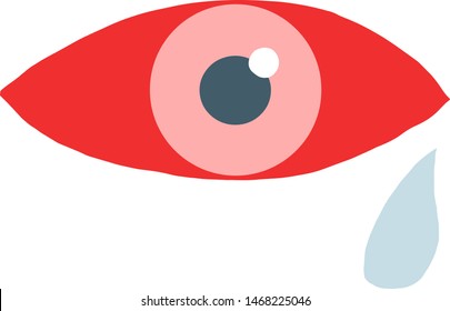 Simple vector illustration with red crying eye