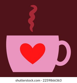 simple vector illustration red cup with heart