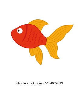 Simple vector illustration of red fish for children. aquarium small cartoon cute fish