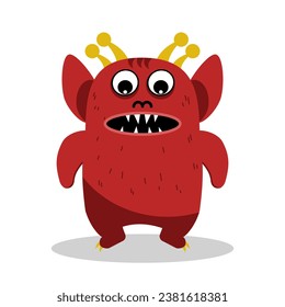 Simple vector illustration red monster with open mouth