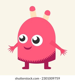 Simple vector illustration red small happy monster