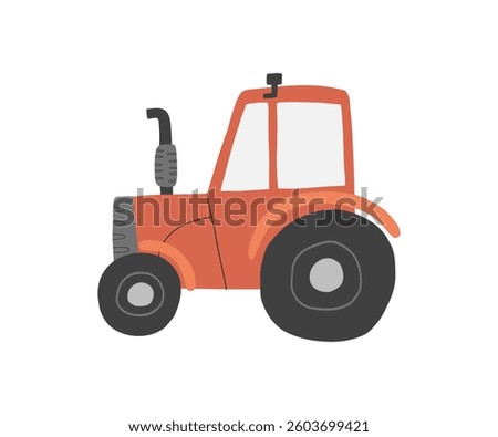 Simple vector illustration of a red tractor. Ideal for farm, countryside, and agricultural industry designs