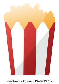 Simple vector illustration of a red and white popcorn bag on white background