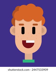 Simple vector illustration of a redheaded man on a dark background