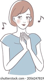 Simple vector illustration of a rejoicing woman