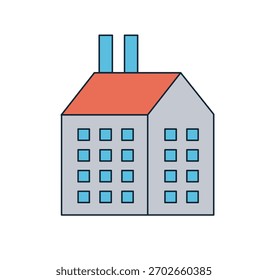 Einfache Vektorgrafik von Wohngebäuden, die Immobilien, Architektur und Wohnkonzepte in der Stadt darstellen