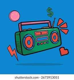 A simple vector illustration of a retro vintage radio.