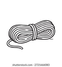 Einfache Vektorgrafik einer gerollten Wollgarnkugel, sauberes und minimalistisches Design, das Wärme ausdrückt, handgefertigtes Kunsthandwerk, Strickkreativität, gemütliche Gefühle und ruhige künstlerische Lifestyle-Stimmung heute.