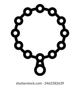 Simple vector illustration of a round chain with a single pendant, in black and white