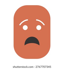 A simple vector illustration of a sad face emoji with a distressed expression.