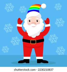 simple vector illustration Santa Claus with rainbow hat