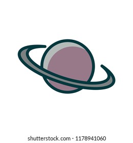 Simple Vector Illustration of Saturn Ringed Planet