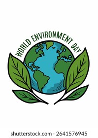 Simple vector illustration  "Save the World", highlighting the importance of protecting the Earth from environmental damage. Perfect for Environment Day campaigns, educational materials.