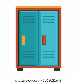 A simple vector illustration of a school locker on a white background. The locker is designed with clean lines, a metallic finish, and a handle, symbolizing secure storage.