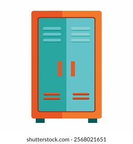 A simple vector illustration of a school locker on a white background. The locker is designed with clean lines, a metallic finish, and a handle, symbolizing secure storage.