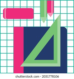 Simple ilustración vectorial de los suministros escolares.